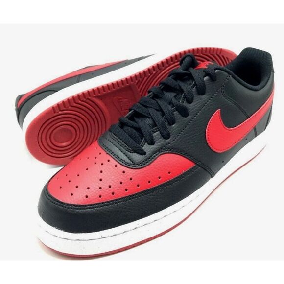 *NEW* MEN Nike Court Vision Low Next Nature Black/Red Shoes 11.5 - Picture 2 of 5